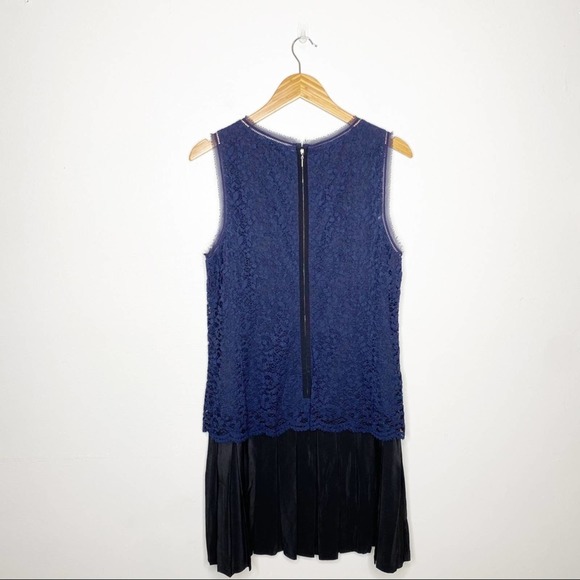 Rebecca Taylor Tank Lace Mix Pleat Dress Size 12 - Picture 3 of 12